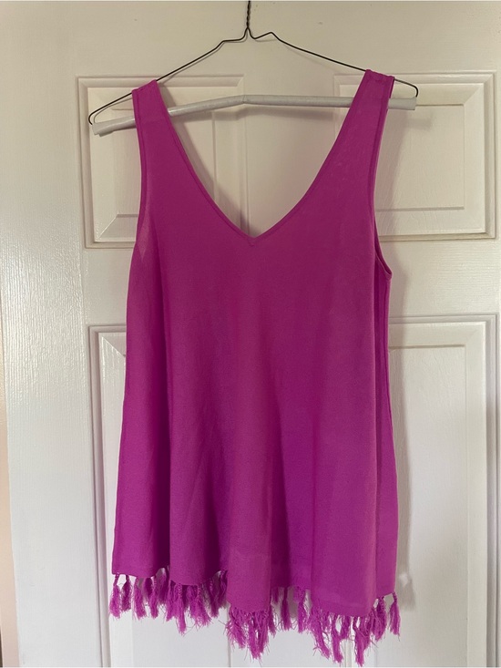 Lilly Pulitzer Tops - Lilly Pulitzer V-Neck Fringe Hem Tank Top - Hot Pink